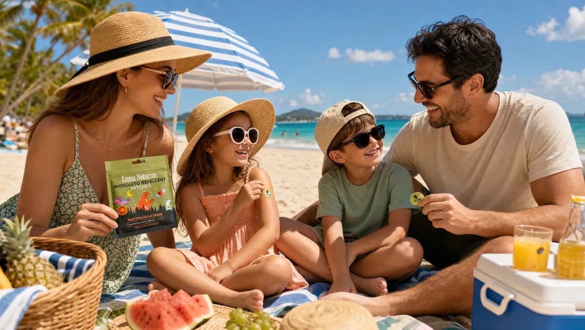 Family enjoying the outdoors, protected from mosquito bites